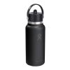 Hydro Flask Wide Mouth 946 ml isolierte Edelstahl Trinkflasche mit Strohhalmverschluss weiß