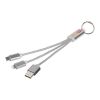 3-in-1 Metall-Ladekabel mit Schlüsselanhänger Standard | silber | ohne Werbeanbringung | Nicht verfügbar | Nicht verfügbar