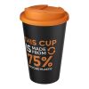 Americano® Eco 350 ml recycelter Becher mit auslaufsicherem Deckel orange-schwarz | ohne Werbeanbringung | Nicht verfügbar | Nicht verfügbar
