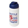 Baseline 500 ml recycelte Sportflasche mit Klappdeckel weiss-blau | ohne Werbeanbringung | Nicht verfügbar | Nicht verfügbar