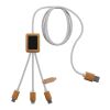 SCX.design C39 3-in-1-Ladekabel aus rPET mit Leuchtlogo und Bambusgehäuse Standard | weiß | ohne Werbeanbringung | Nicht verfügbar | Nicht verfügbar