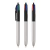 BIC® 4 Colours Glacé Kugelschreiber Schwarz-Silber | 1-farbiger Siebdruck | Schaft-rechts vom Clip | 30.00 mm x 43.00 mm