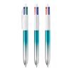 BIC® 4 Colours® Bicolor + Lanyard türkis | 1-farbiger Siebdruck | Schaft-rechts vom Clip | 30.00 mm x 43.00 mm