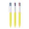 BIC® 4 Colours Kugelschreiber BritePix Digital Weiß-gelb | 1-farbiger Siebdruck | Schaft-rechts vom Clip | 30.00 mm x 43.00 mm