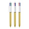 BIC® 4 Colours Shine Kugelschreiber Weiß-gold | 1-farbiger Siebdruck | Schaft-Rechts vom Clip | 30.00 mm x 43.00 mm