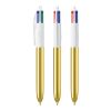 BIC® 4 Colours Shine Kugelschreiber Weiß-gold | 1-farbiger Siebdruck | Schaft-rechts vom Clip | 30.00 mm x 43.00 mm