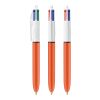 BIC® 4 Colours Fine Kugelschreiber Weiß-orange | 1-farbiger Siebdruck | Schaft-Clipverlängerung | 30.00 mm x 43.00 mm
