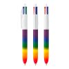 BIC® 4 Colours® Rainbow Decor Rot-Grün Silber Rot(2) | 1-farbiger Siebdruck | Schaft-Rechts vom Clip | 30.00 mm x 43.00 mm