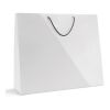 Papiertragetasche 60 x 50 cm mit farbigen Kordeln ohne Werbeanbringung | glänzend | 01 - weiß