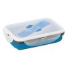 SAFFRON. Lunchbox. Faltbare hermetische Frischhaltebox aus Silikon und PP 640 mL Blau | ohne Werbeanbringung