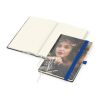 Notizbuch Match-Book Papier-Hardcover individuell bedruckt Mittelblau | DIN A5 | ohne Werbeanbringung | glänzend | Cremefarben/Punktraster