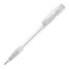 Kugelschreiber Nash Transparent mit Gummigriff Weiss-Weiss | 1-farbiger Siebdruck | in Verlängerung vom Clip | 33 mm x 25 mm | Nicht verfügbar