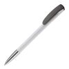 Kugelschreiber Deniro mit Metallspitze Hardcolour Weiss-Schwarz | 1-farbiger Siebdruck | 180° vom Clip | 45 mm x 25 mm | Nicht verfügbar