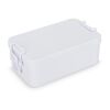 Doppelte Lunchbox mit Besteck Weiss | 1-farbiger Tampondruck | Deckel | 50 mm x 50 mm