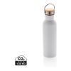 Moderne Stainless-Steel Flasche mit Bambusdeckel weiß | ohne Werbeanbringung | Nicht verfügbar | Nicht verfügbar