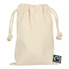 TEXXILLA Zuziehbeutel aus Fairtrade-zertifizierter Baumwolle, 10 x 14 cm, ca. 140 g/m² beige | ohne Werbeanbringung | ohne Werbeanbringung