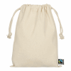 TEXXILLA Zuziehbeutel aus Fairtrade-zertifizierter Baumwolle, 15 x 20 cm, ca. 140 g/m² beige | ohne Werbeanbringung | ohne Werbeanbringung