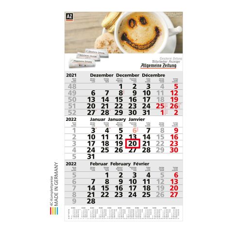 Einblatt-Monatskalender Primus 3 Post A Complete hellgrau | 4C-Digitaldruck