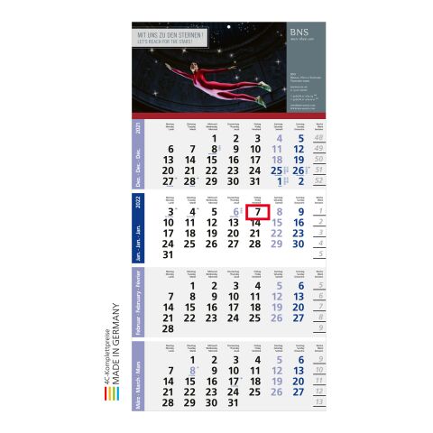 Einblatt-Monatskalender Logic 4 Post A blau | 4C-Digitaldruck