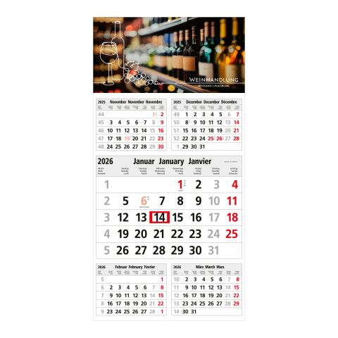 5-Monatskalender Commerce 5 Post Bestseller (Einblatt) hellgrau-rot | 4C-Quality Digital