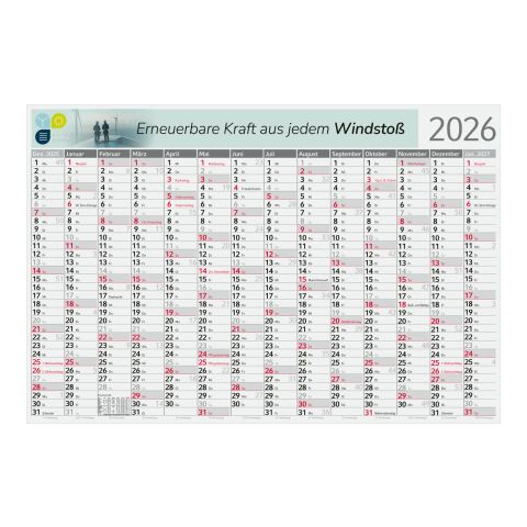 Wandplaner Pure green+blue Rot | ohne Werbeanbringung | Bambuspapier
