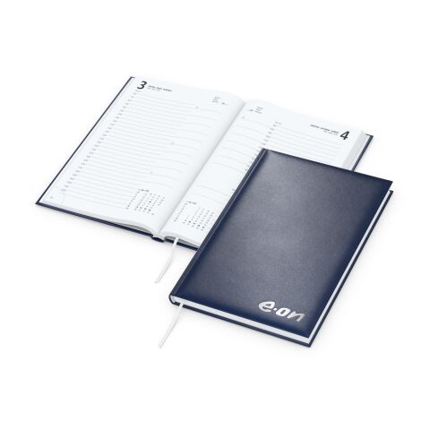 Buchkalender Basic Bestseller inkl. Prägung Marineblau-silber | Silberprägung | Silber