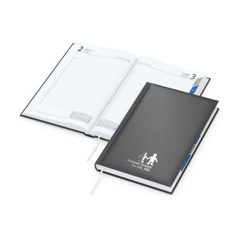 Buchkalender Manager Register Bestseller inkl. Prägung Anthrazit-silber | ohne Werbeanbringung | Silber