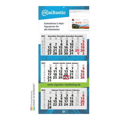 Mehrblock-Monatskalender Maxi Light 3 Standard | hellgrau | 4C-Digitaldruck | Benelux