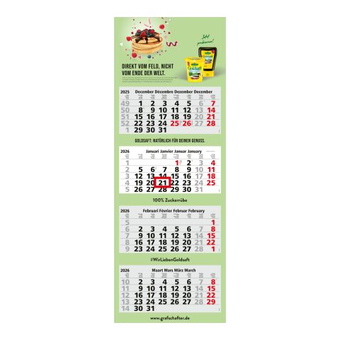 4-Monatskalender Quadro Light 4 Bestseller (Mehrblock) hellgrau-rot | 4C-Quality Digital | 4C-Quality Digital | ohne Werbeanbringung | Benelux