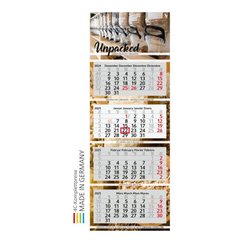 4-Monatskalender Profil 4 Recycling (Mehrblock) hellgrau-rot | 4C-Quality Digital | ohne Werbeanbringung | ohne Werbeanbringung