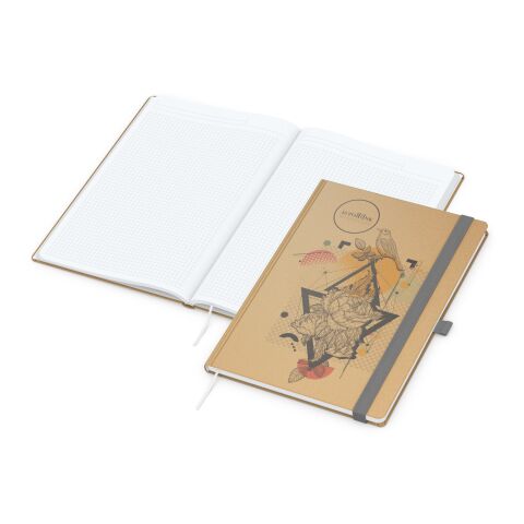 Werbeartikel Notizbuch Match-Book White Bestseller – braun-silber – A4 – mit Logo bedruckt
