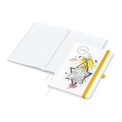 Werbeartikel Notizbuch Match-Book White Bestseller – bunt-gelb – A4 – mit Logo bedruckt