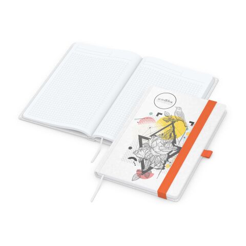 Werbeartikel Notizbuch Match-Book White Bestseller – bunt-orange – A5 – mit Logo bedruckt