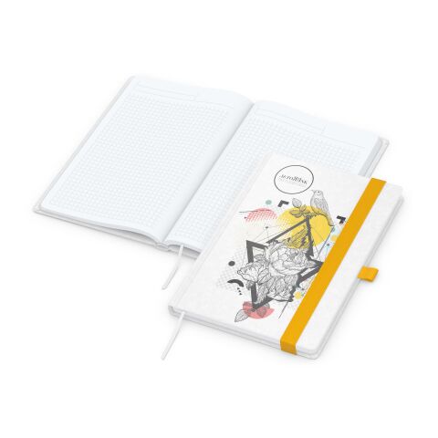 Werbeartikel Notizbuch Match-Book White Bestseller – bunt-gelb – A5 – mit Logo bedruckt