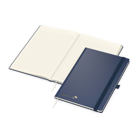 Werbeartikel Notizbuch Vision-Book Creme Bestseller inkl. Prägung – marineblau-gold – A4 – mit Logo bedruckt