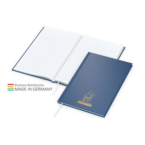 Memo-Book bestseller mit Farbauswahl dunkelblau | A5 | 3-farbiger Siebdruck-Digital