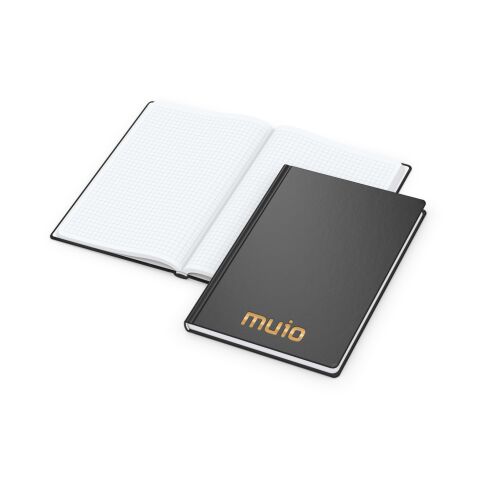 Werbeartikel Notizbuch Easy-Book Basic Bestseller inkl. Prägung – schwarz-gold – A5 – mit Logo bedruckt