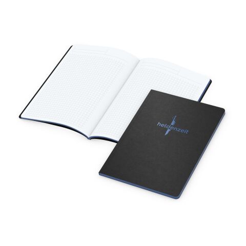 Werbeartikel Notizbuch Tablet-Book Slim Bestseller – schwarz-mittelblau – A5 – mit Logo bedruckt
