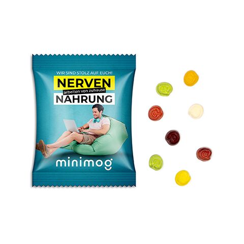 Fruchtgummi Standardformen transparent | 10 g | 1-farbiger Flexodruck | Standard-Folie | @-Zeichen