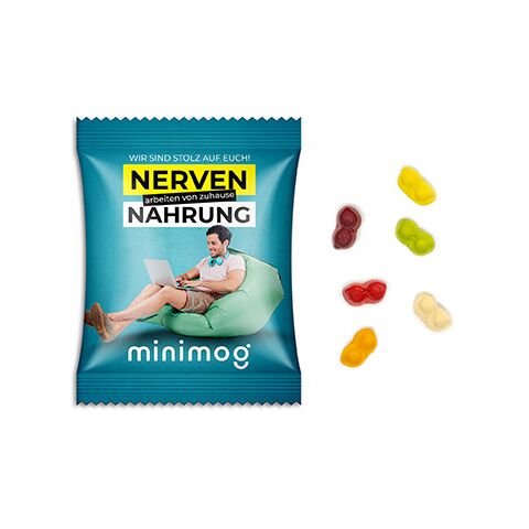 Werbeartikel Fruchtgummi Standardformen – transparente – 15 g – mit Logo bedruckt