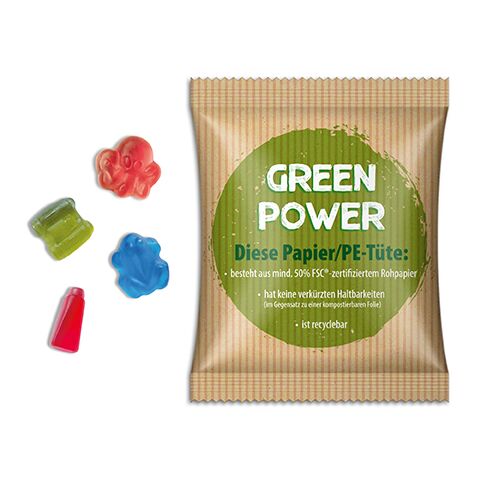 Fruchtgummi Sonderformen weiß | 15 g | ohne Werbeanbringung | Papier/PE-Verbundfolie