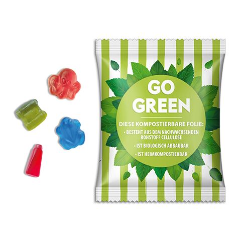 Werbeartikel Fruchtgummi Sonderformen – weiße – 10 g – mit Logo bedruckt