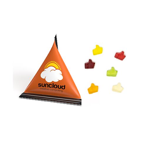 Mini Tetraeder Fruchtgummi weiß | ohne Werbeanbringung | Daumen hoch