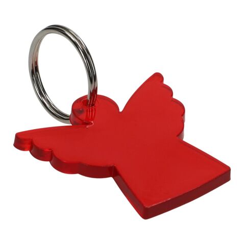 Werbeartikel Schlüsselanhänger Engel, matter Schutzengel-Anhänger für Messen & Events inkl. Schlüsselring – rot – mit Logo bedruckt