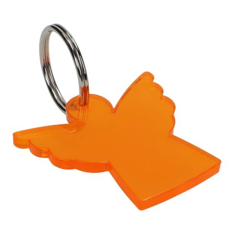 Werbeartikel Schlüsselanhänger Engel, matter Schutzengel-Anhänger für Messen & Events inkl. Schlüsselring – orange – mit Logo bedruckt