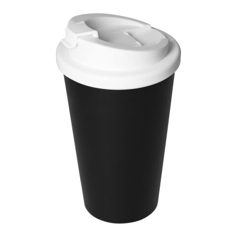 Werbeartikel 350 ml Premium Deluxe Coffee-to-go-Becher, auslaufsicherer Thermobecher mit 2K-Verschluss & Schraubdeckel – schwarz – mit Logo bedruckt