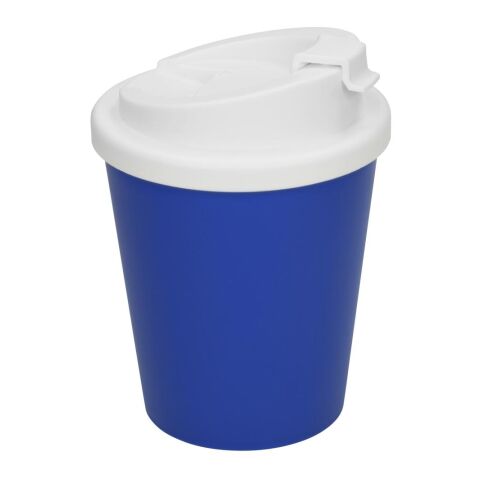 Werbeartikel 250 ml Kaffeebecher Premium Deluxe doppelwandig mit Schraubdeckel & innovativem 2K-Verschluss – trend-blau PS – mit Logo bedruckt