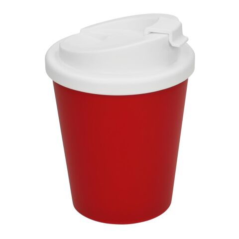 Werbeartikel 250 ml Kaffeebecher Premium Deluxe doppelwandig mit Schraubdeckel & innovativem 2K-Verschluss – rot – mit Logo bedruckt