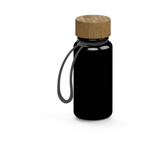 Werbeartikel Tritan Trinkflasche Natural – schwarz – mit Logo bedruckt 400ml auslaufsicher nachhaltig für Sportevents & Turniere