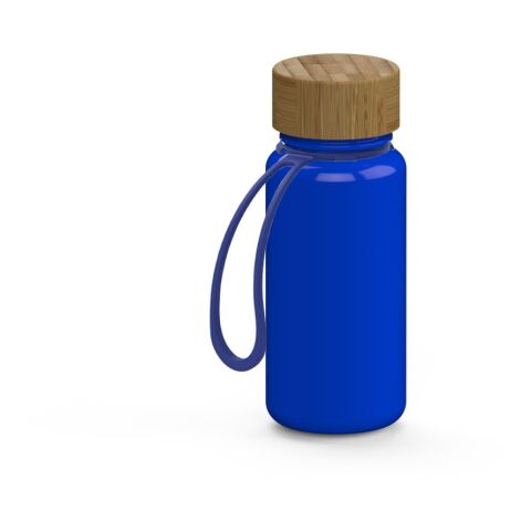 Werbeartikel Trinkflasche "Natural", 400 ml, inkl. Strap – trend-blau PS – mit Logo bedruckt